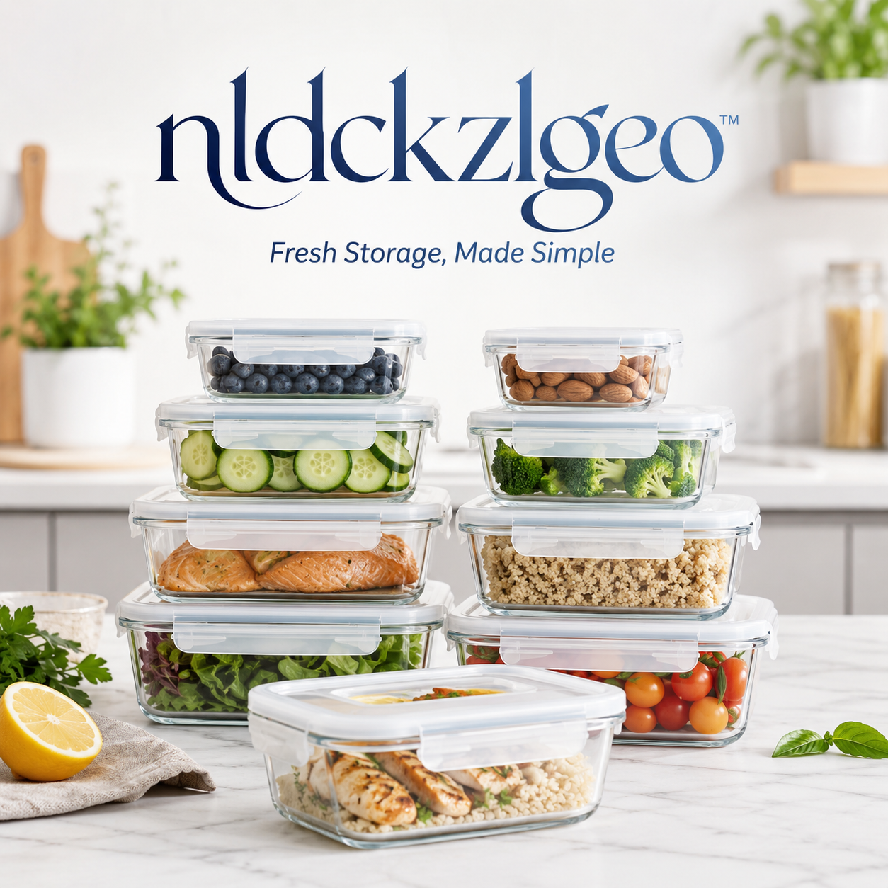 nldckzlgeo™ Glass Food Storage Container Set, Airtight Meal Prep Containers with Locking Lids
