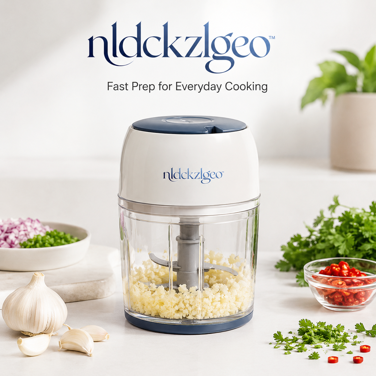 nldckzlgeo™ Compact Mini Food Chopper, 3-Cup Garlic Mincer & Vegetable Processor