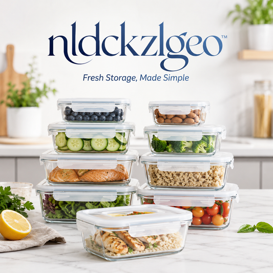 nldckzlgeo™ Glass Food Storage Container Set, Airtight Meal Prep Containers with Locking Lids