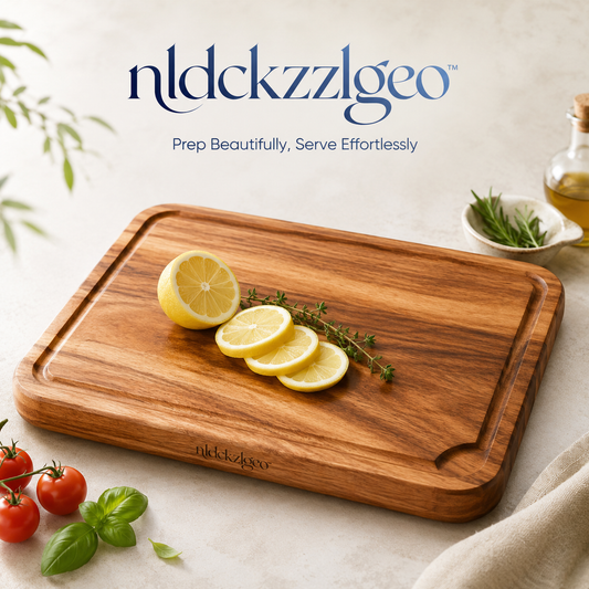 nldckzlgeo™ Acacia Wood Cutting Board, Non-Slip Chopping Board with Juice Groove